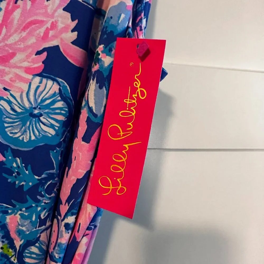 NWT Lilly Pulitzer Blue and Pink Floral Midi Dress - Picture 7 of 9